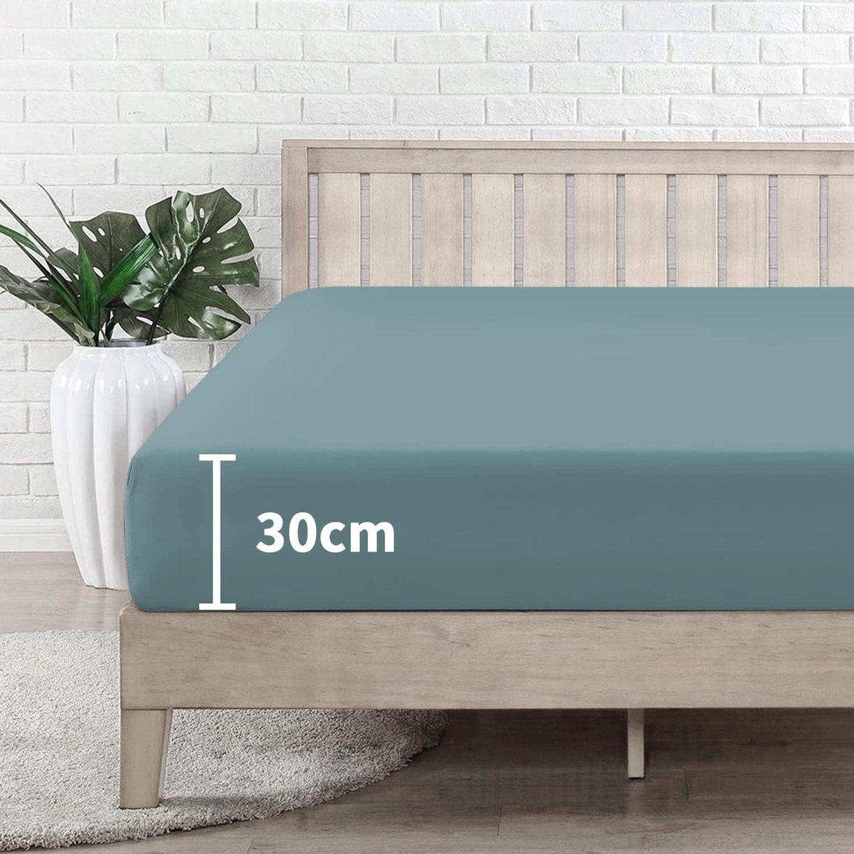 SnelShoppen - Poligino 4-delige Microfiber Bedset 180x200 cm Fitted Sheet met 2 Kussenslopen 50x80 cm voor Double Bed - Groene Kleur, Perfecte Pasvorm