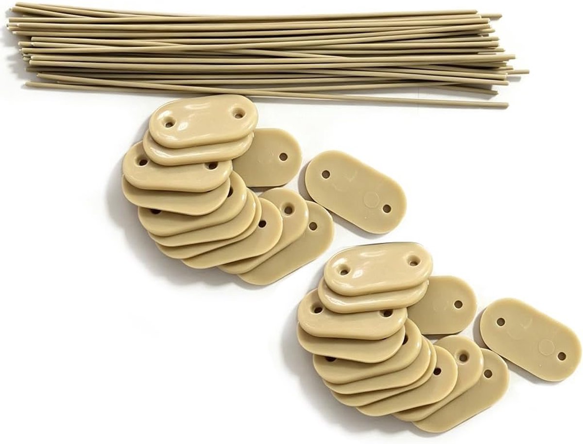 SnelShoppen - Set van 50 Beige Kunststof Bevestigingsclips voor Privacy- en Rietmatten met Binddraadjes voor Tuinafscheidingen, Balkons en Gaashekwerk
