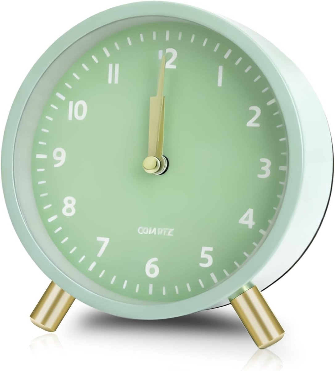 SnelShoppen - Stil Analoge Wecker zonder Tikgeluid, Nachtlampje, Draagbare Alarmklok voor Slaapkamer en Kantoor, Groene Quartz Klok, Batterij Aangedre