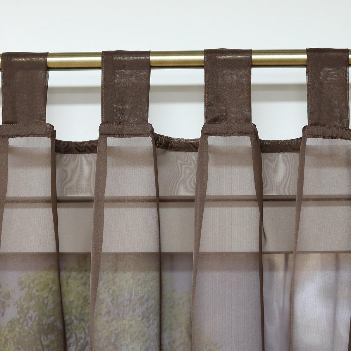 SnelShoppen - Transparante Voile Gordijnen met Lussen voor Raamdecoratie - Bruin 140x225cm - Luchtige en Gezonde Raamgordijnen - Ideaal voor Woonkamer