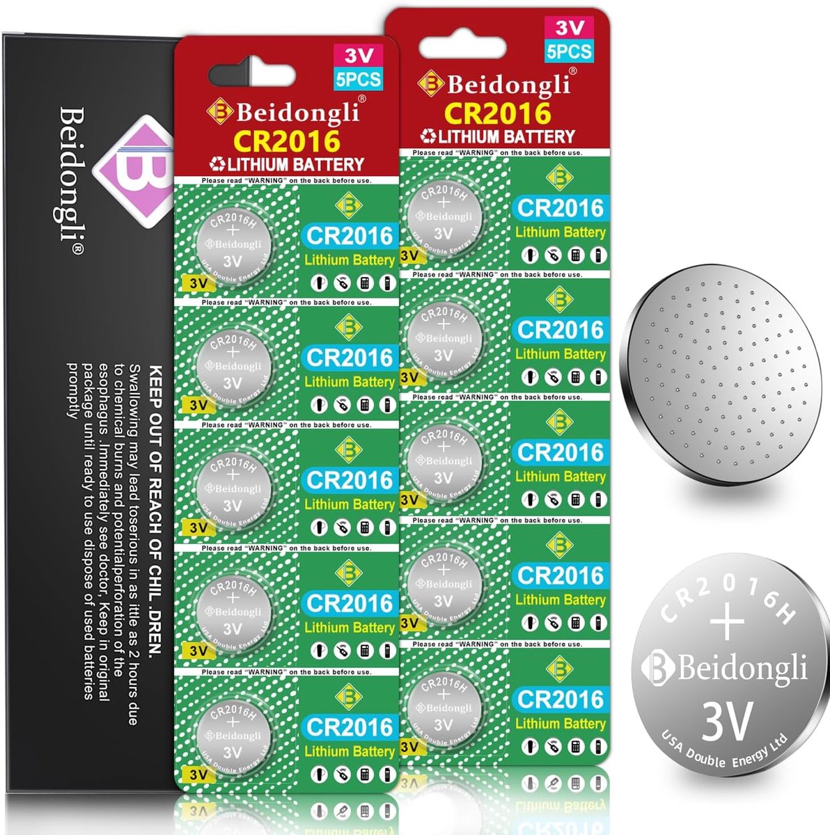 SnelShoppen - CR2016 Batterij 3V Lithium Knopcel - 10 Stuks - Langdurige Betrouwbaarheid - Ideaal voor Horloges, Speelgoed, Afstandsbedieningen