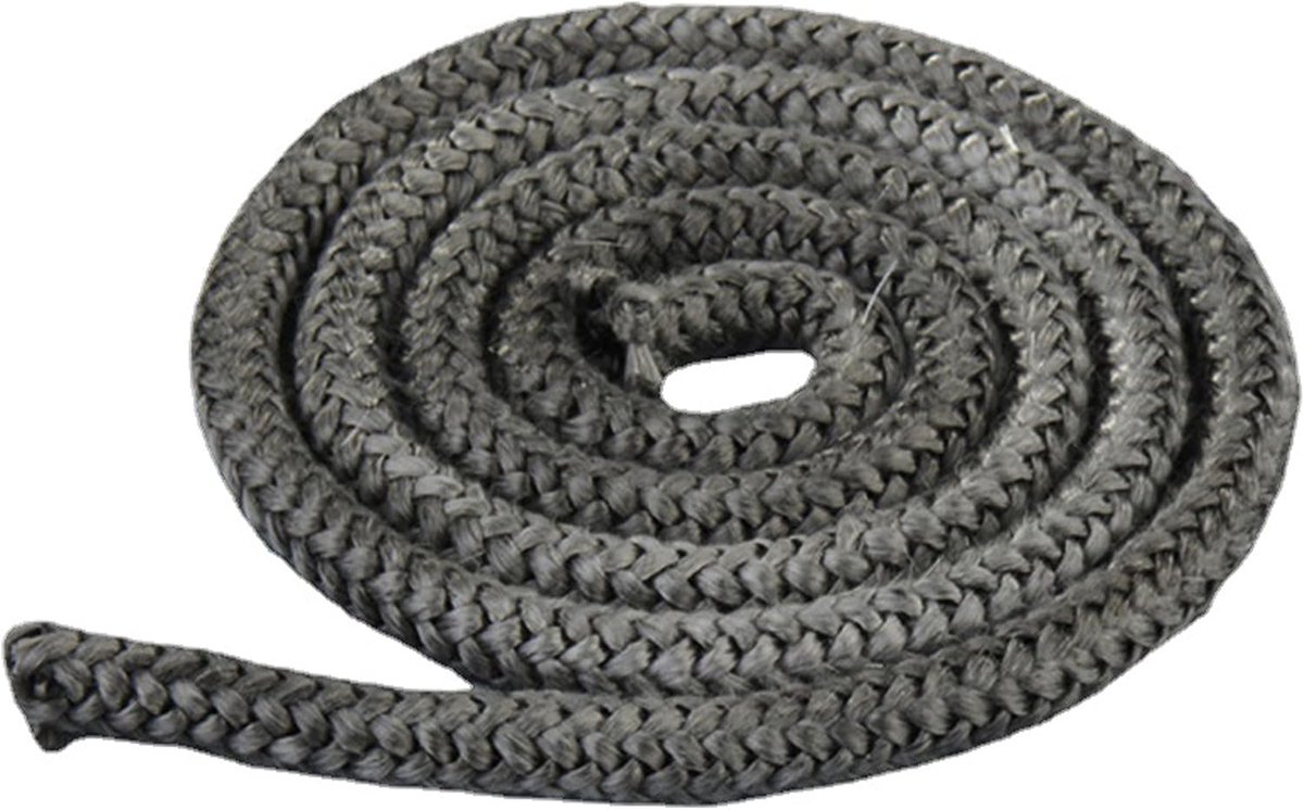 SnelShoppen - Furnace Sealing Cord 2.5m Rond, Vuurvast Glasvezelkoord, Grafietgrijs, Deurafdichting voor Haard en Rookoven, Hittebestendig tot 550°C (