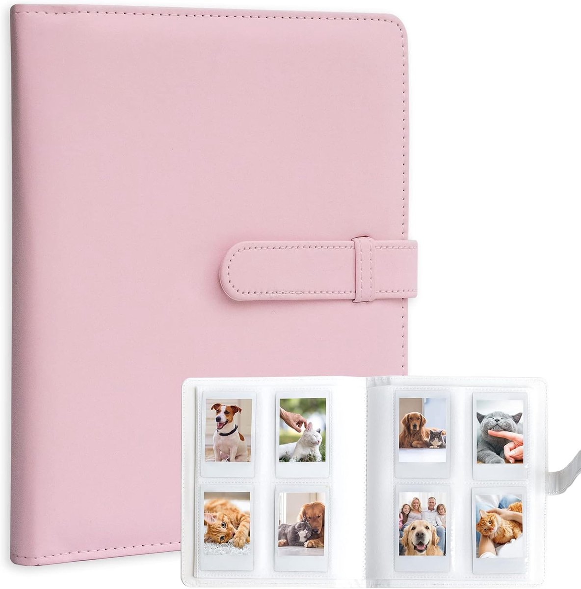 SnelShoppen - 256 Pockets Foto Album Foto Kaart Binder Houder voor Instant Camera's, Geschikt voor Mini Formaat Foto's, Roze, Perfect voor Feesten en