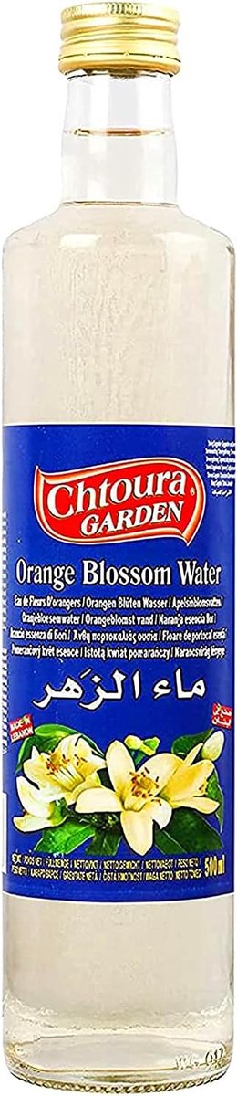 SnelShoppen - Chtoura Oranje Bloesemwater 500 ml - Natuurlijke Smaakmaker voor Taarten, Gebak, Couscous, Cocktails en Sauzen - Zonder Kunstmatige Addi