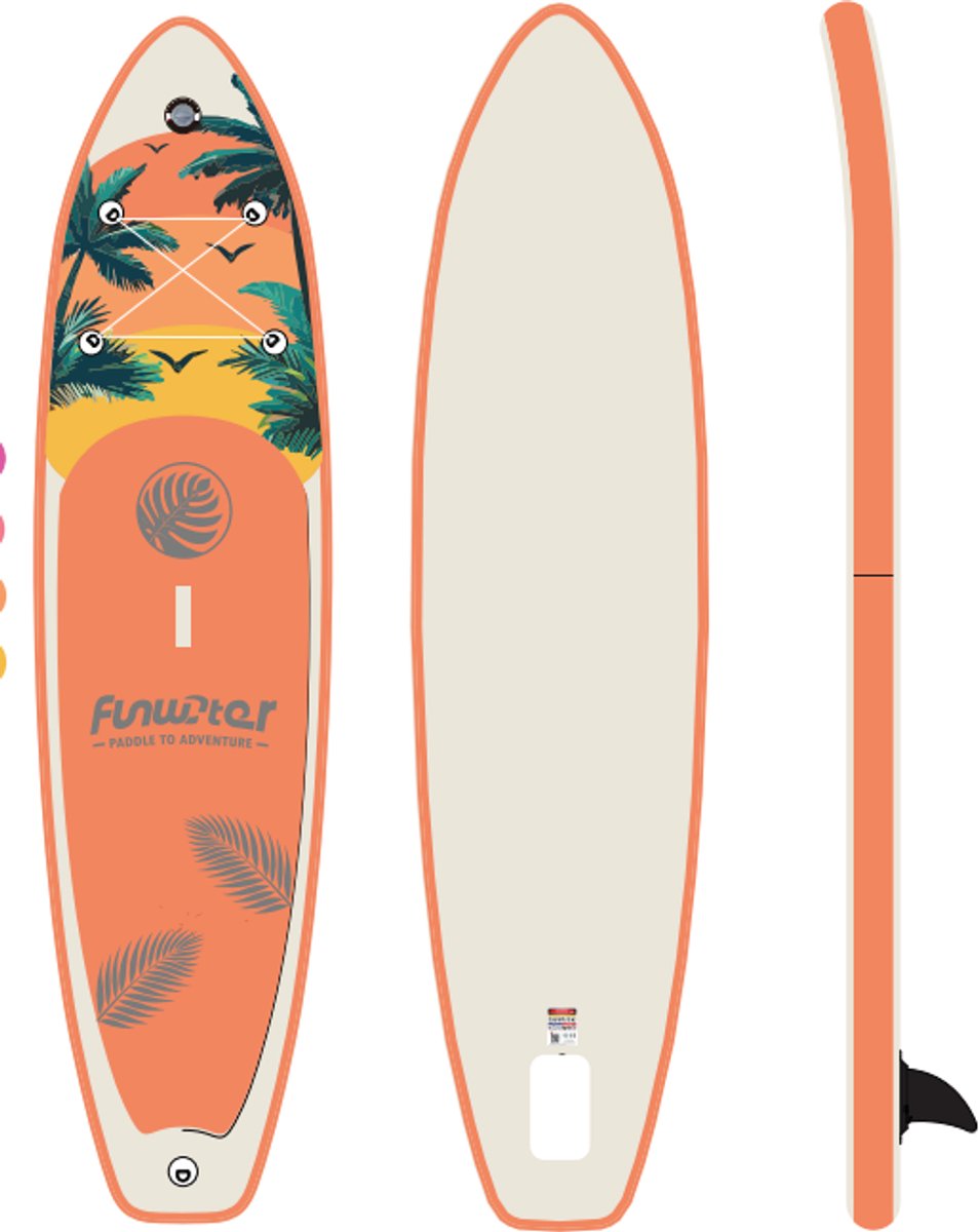 FunWater Stand Up Paddle Board 335x82x15 cm - Opblaasbaar paddleboard voor volwassenen en beginners - Compleet SUP pakket - Max.120 KG - Warm oranje