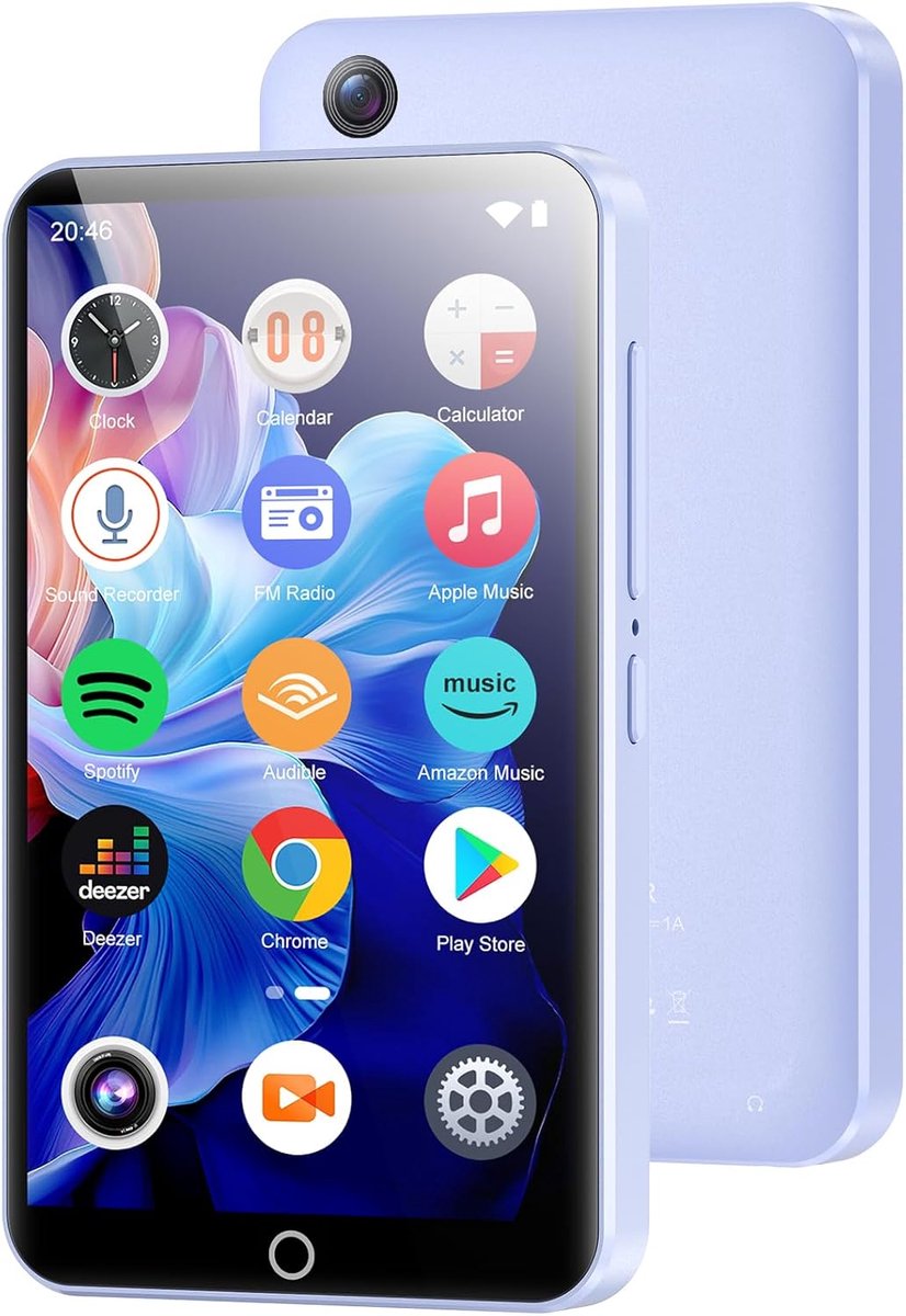 SnelShoppen - MP3 Speler met Bluetooth en Wifi, 80GB Android MP4 Speler met Camera, 4.02 Inch Touchscreen, Geschikt voor Kinderen, Met Spotify, Audibl