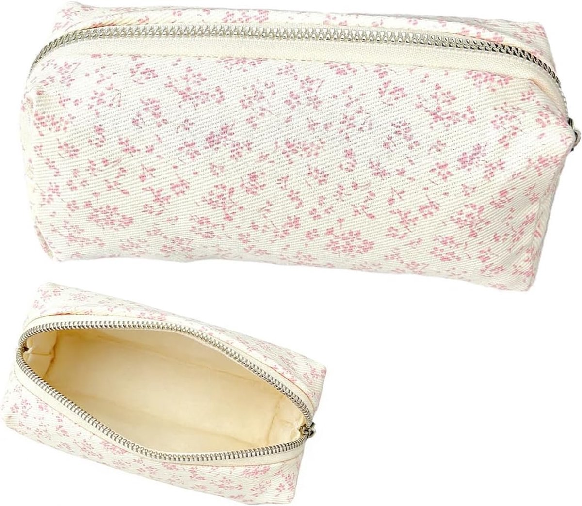SnelShoppen - Aesthetic Pennenzak met Mooie Bloemen, Grote Capaciteit, Zip Pencil Case voor Stationery, Make-up en Potloden (Roze)