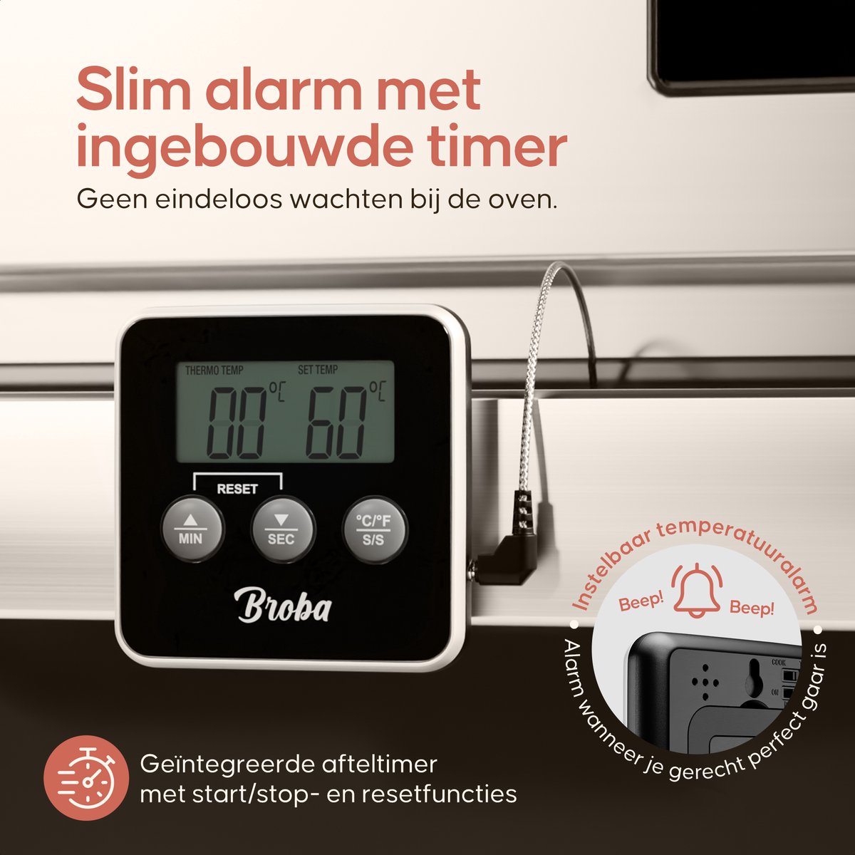 Vleesthermometer BBQ Thermometer - Oventhermometer Keukenthermometer Kookthermometer - Kerntemperatuurmeter Voedselthermometer Kernthermometer - Suikerthermometer Kook Thermometer Vlees Oven Keuken - Temperatuurmeter Digitaal - Barbecue Accessoires — cadeau in Sieraden - foto 5