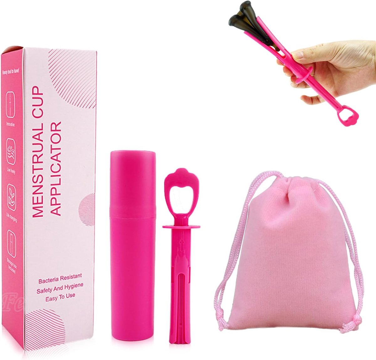 SnelShoppen - Menstruatiekopjes Applicator Tool Set - Antibacterieel Medische Kwaliteit - Eenvoudig en Comfortabel in Gebruik - Compatibel met Meeste