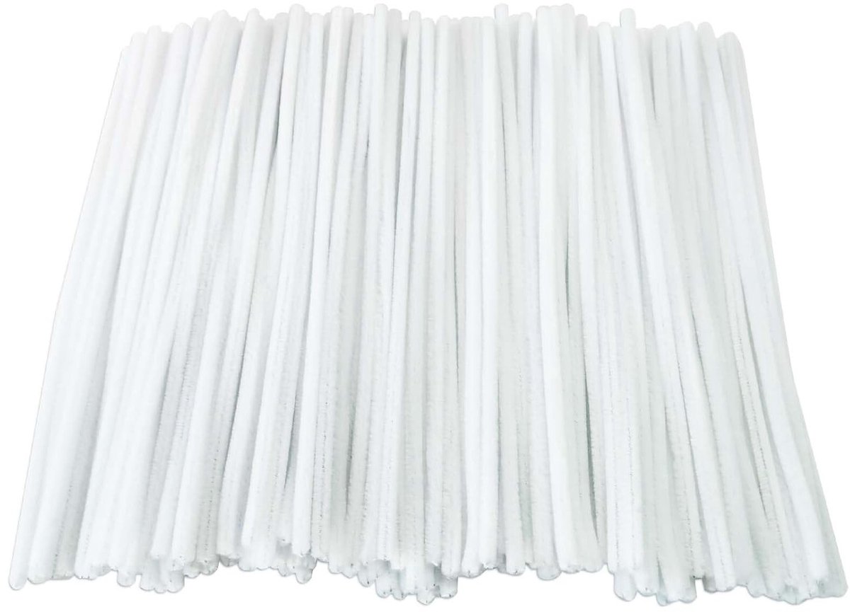 200 Witte Pijpenragers 300 x 6 mm voor Creatieve Knutselprojecten, DIY Kerstboom, Bloemen en Dierdecoraties