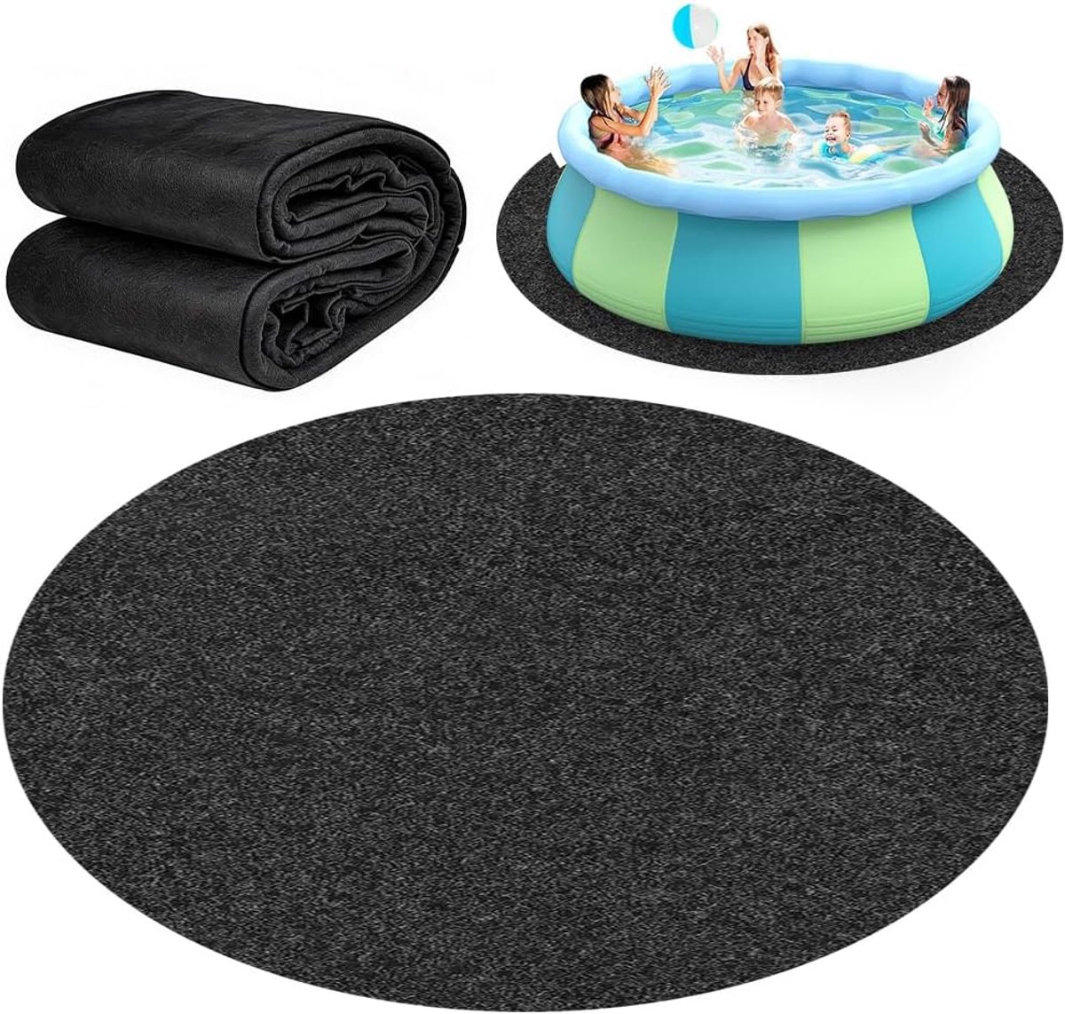 SnelShoppen - CEWROM Pool grondzeil rond, antislip onderlaag voor bovengrondse zwembaden en whirlpools, stevig, eenvoudig te installeren, ideaal voor