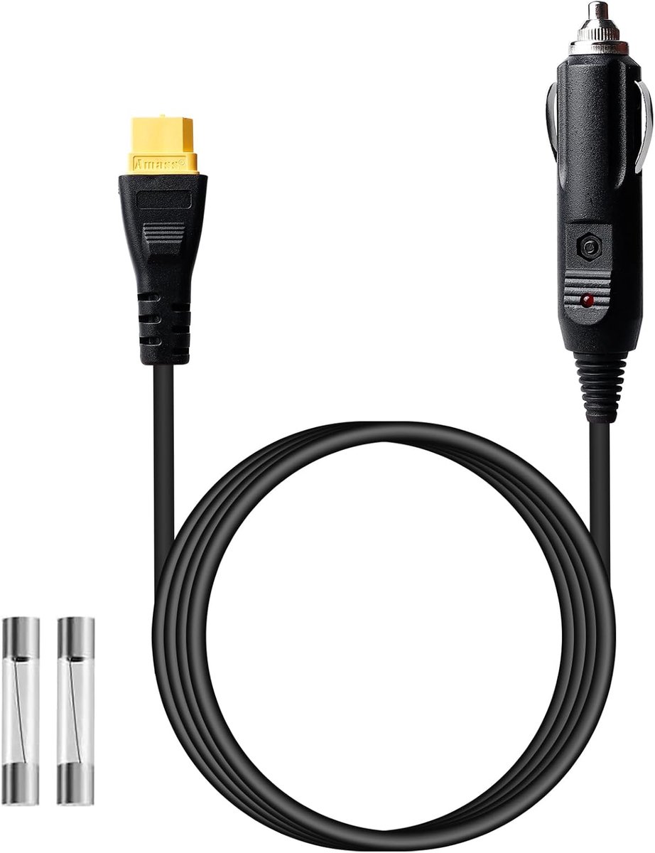 SnelShoppen - XT60 Auto Oplader 12V/24V - 3m Sigarettenaansteker Oplaadkabel - Universele Stroomvoorziening voor Auto's, Vrachtwagens, RV's - Duurzaam