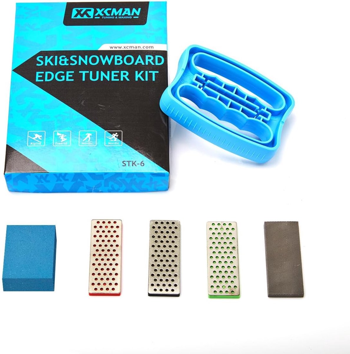 SnelShoppen - Alpine Ski Freeride Snowboard Edge Bevel Tuning Kit - Complete Edge Care Kit met 3 Diamant Bestanden en Gummy Steen, Voor Professionele