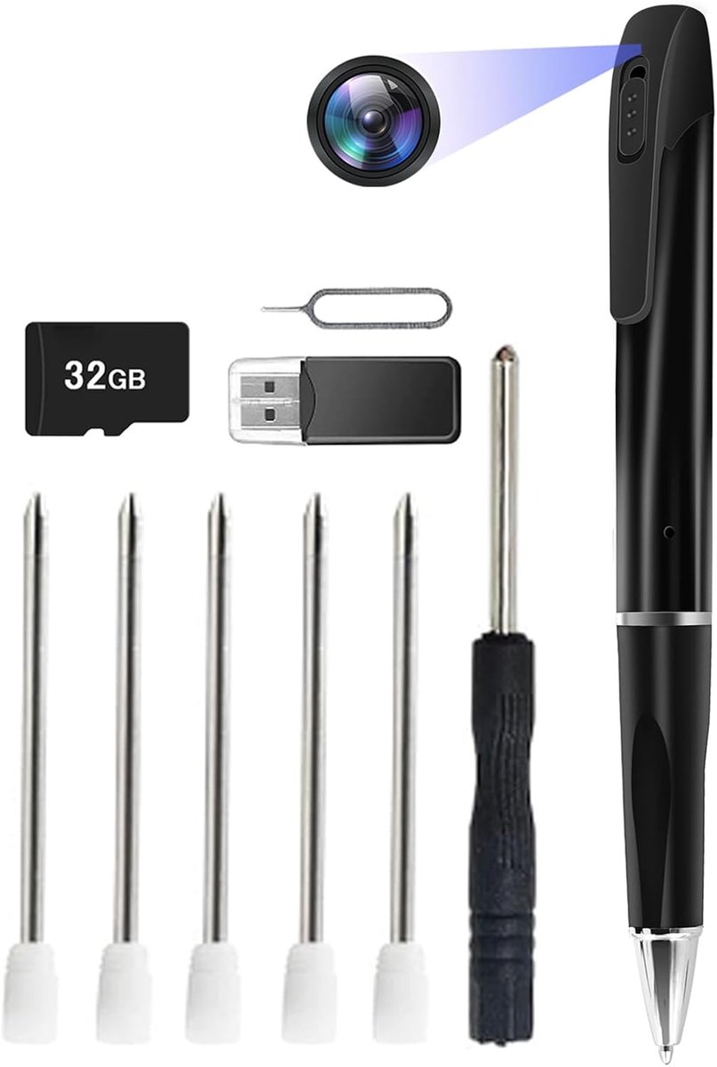 SnelShoppen - Mini Portable Camera 1080P Pen Camera voor Video en Foto, Loop Recording, HD Beeldkwaliteit, Ideaal voor Thuis, Kantoor, Vergadering, On