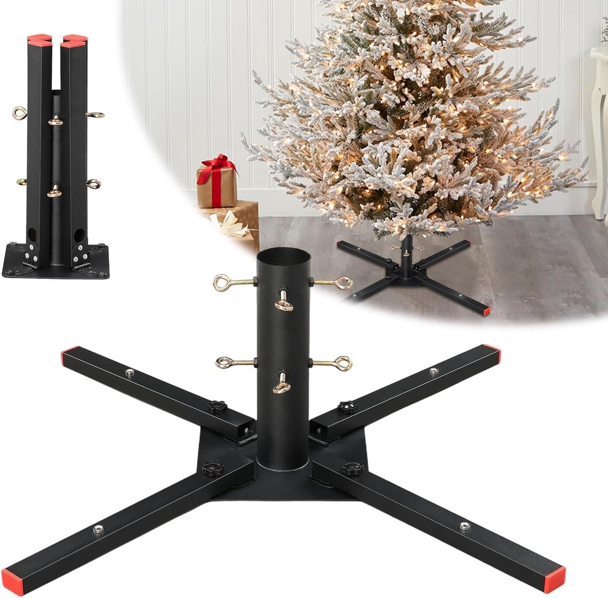 SnelShoppen - Kerstboomstandaard Zwart 58cm - Stevige en Duurzame Kerstboomhouder - Perfect voor Feestdagen, Binnen en Buiten Gebruik