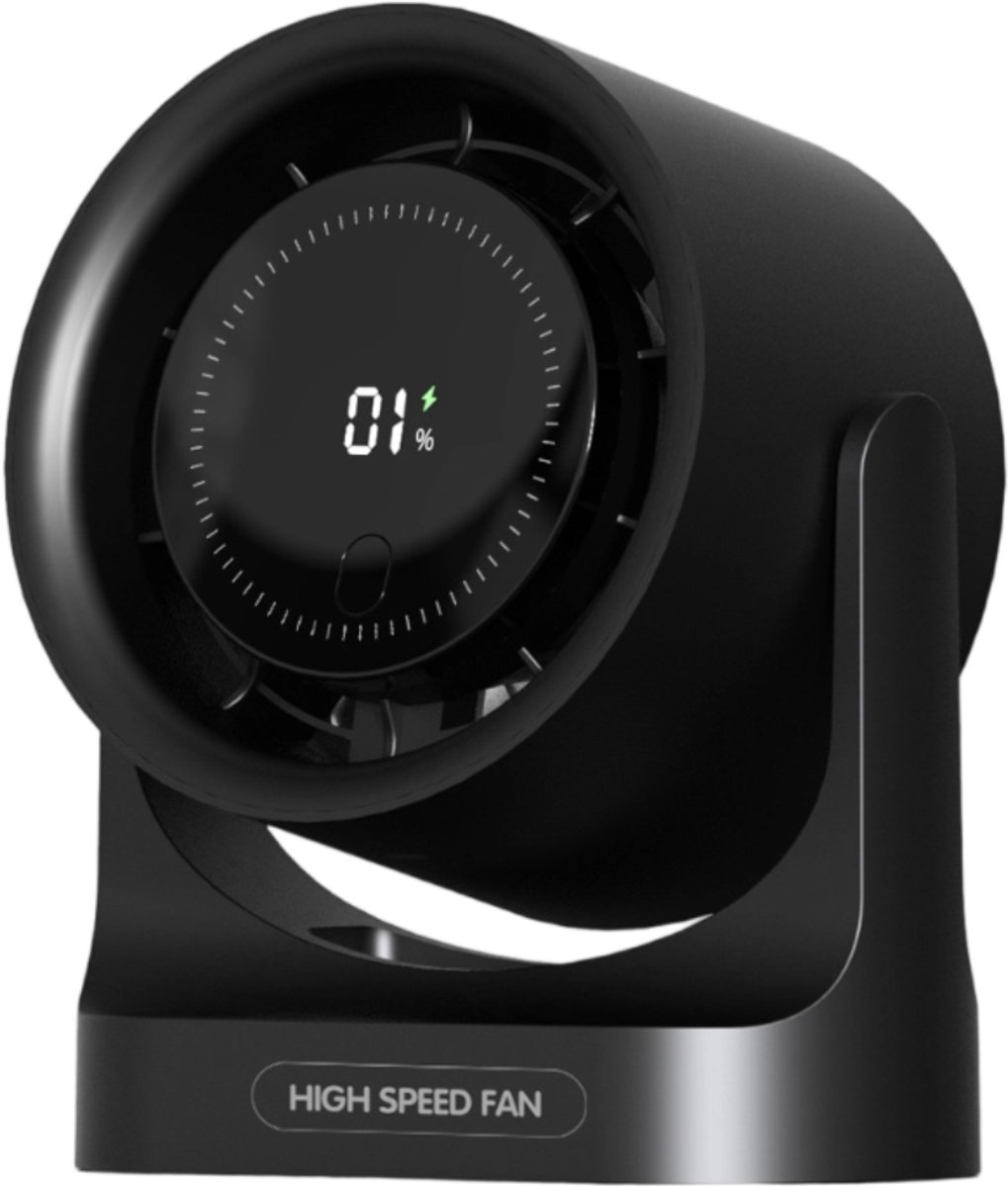 Draagbare bureauventilator met digitaal LED-display; tafelventilator met afstandsbediening, geschikt voor studentenkamers, USB-oplaadbaar, stil, voor thuis, kantoor, nachtkastje, slaapkamer en op reis