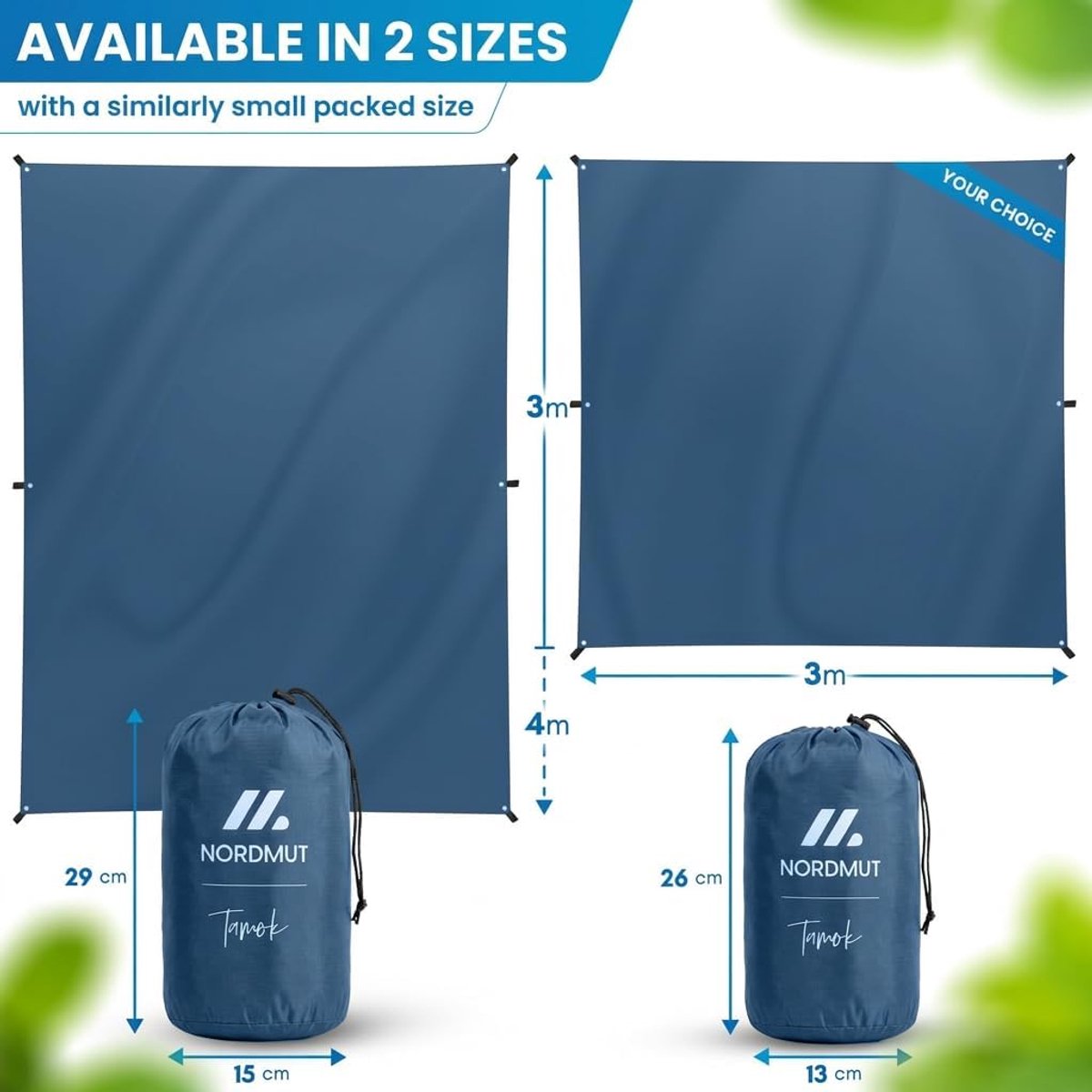 SnelShoppen - Tarp 300 x 75 cm Waterdicht - Robuuste Tentzeil - Ultralicht Camping Zeil - Compact Vouwbaar met Oogjes - Ideaal voor Regen en Zon Besch