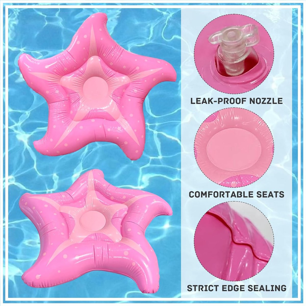 SnelShoppen - Luchtmatras zwembad zeester 150 cm - Roze zwembaddrijf voor volwassenen - Opblaasbare zwemligstoel voor strand, zomerfeesten en zwembad