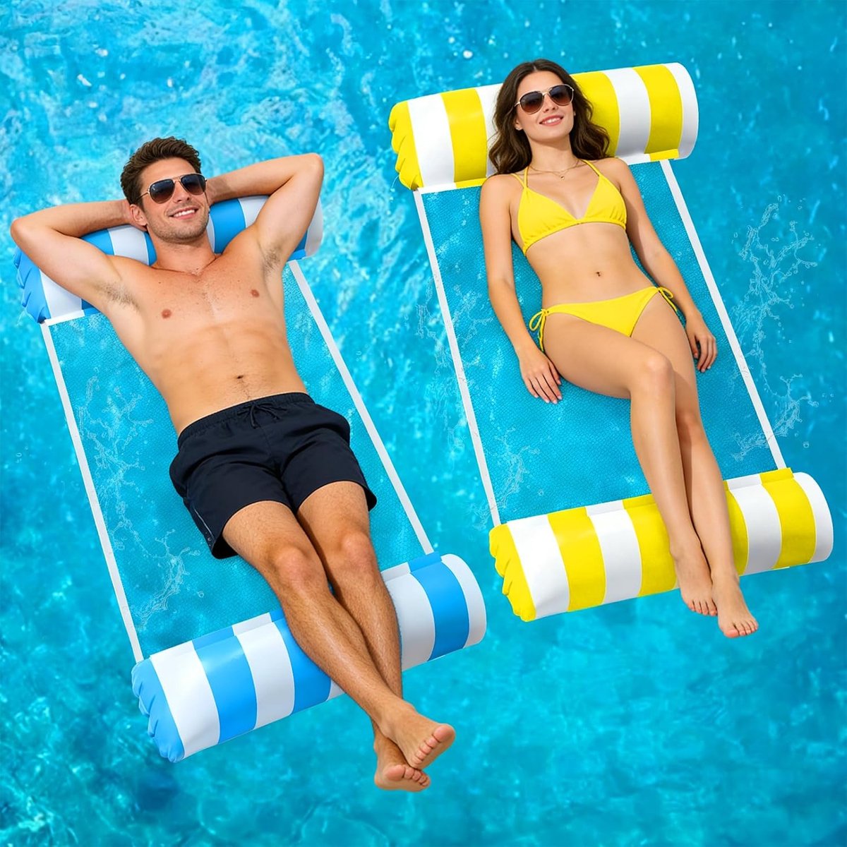 SnelShoppen - 2x Waterhangmat voor Tuin, Camping en Zwembad - Stevig en Comfortabel - Ideaal voor Ontspannen en Luxe Genieten - Perfect voor Kinderen
