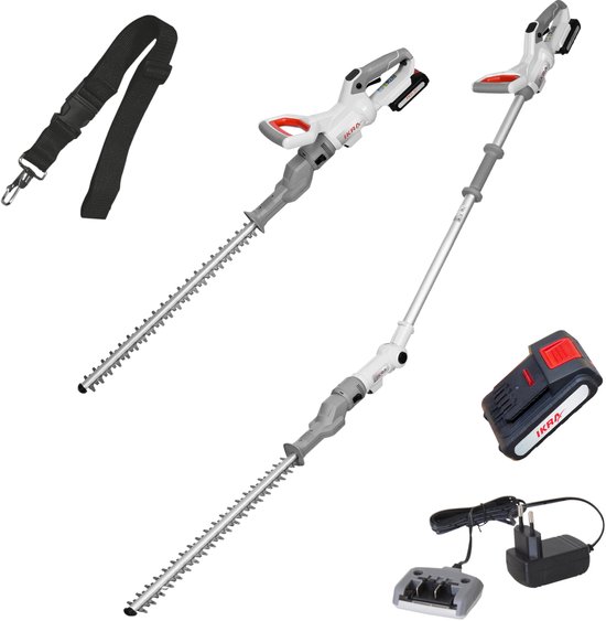 Accu heggenschaar, schouderriem, oplader en accu.