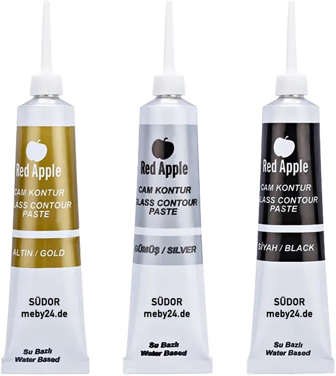 SnelShoppen - Contour Paint Set voor Glas-in-lood, Sneldrogende Contour Pasta voor Decoratieve Ontwerpen, Matte Afwerking, 3 x 20 ml, Creatief Schilde