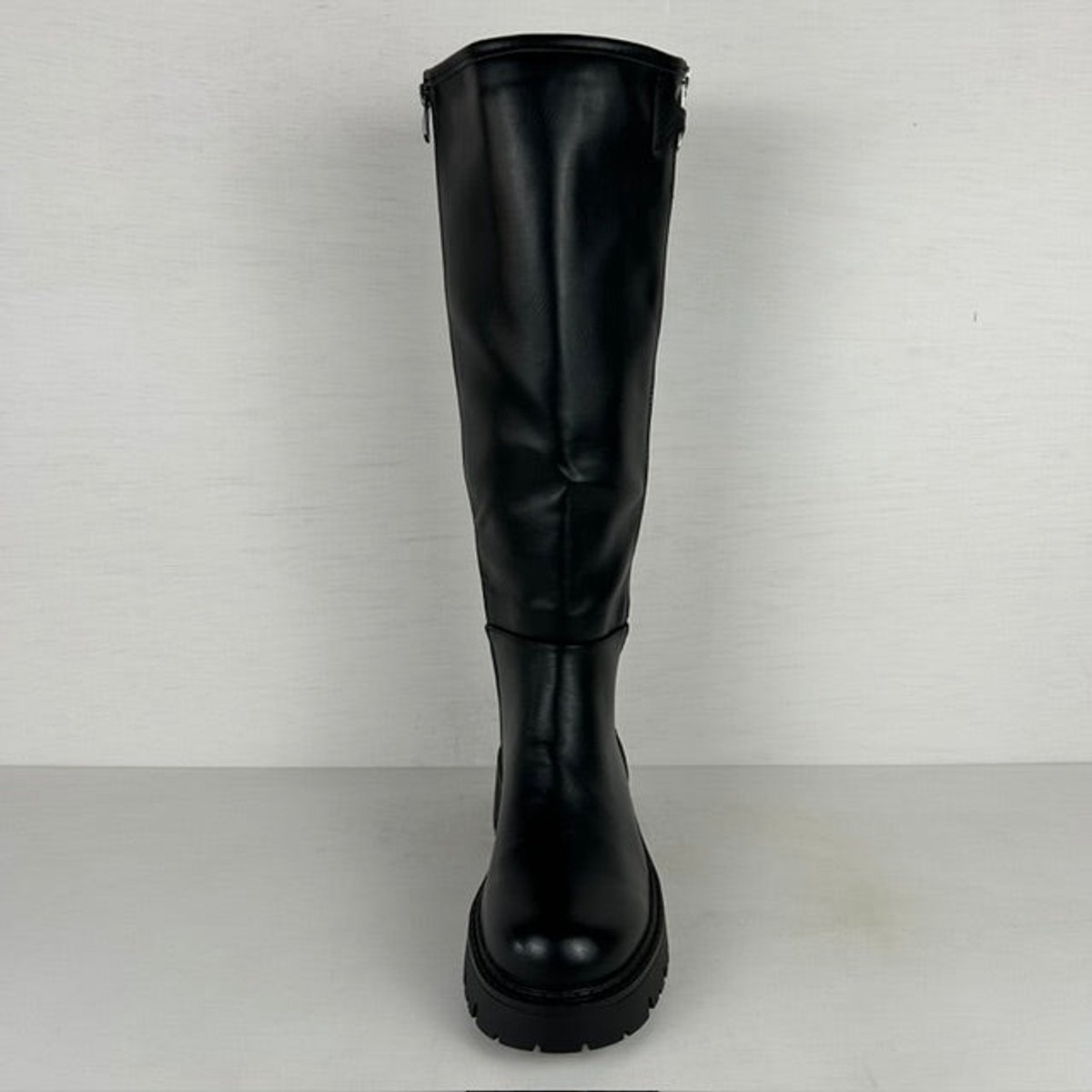 Stoere leatherlook laarzen met rits zwart (Verstelbare schacht) Zwart / 38