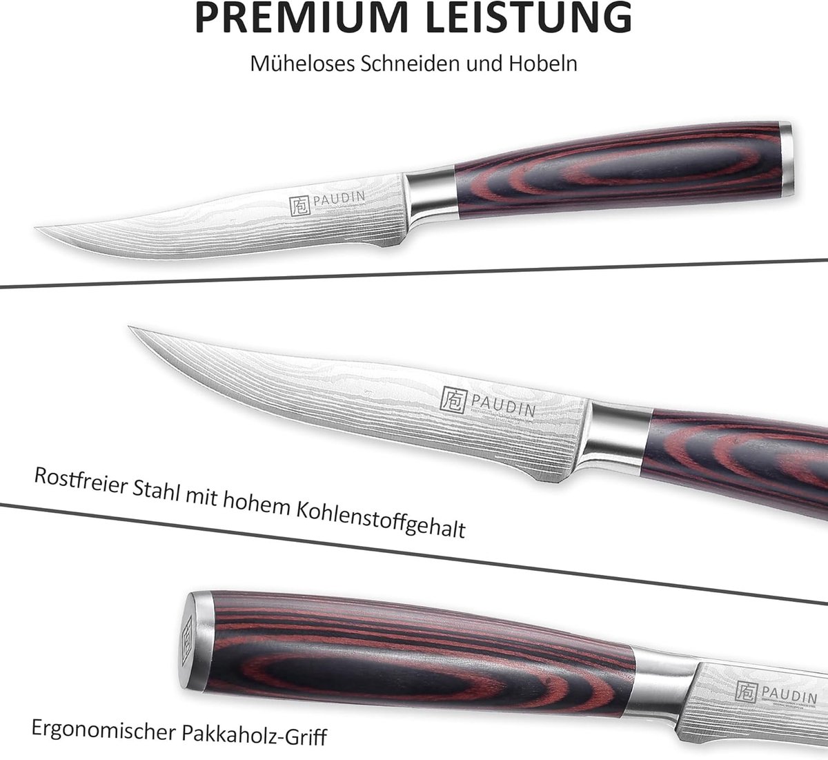 SnelShoppen - Professionele Keukenmes 13 CM - Multifunctionele Koksmes voor Fruit, Groenten en Steak - Ergonomische Houten Handgreep - Hoogwaardig Dui