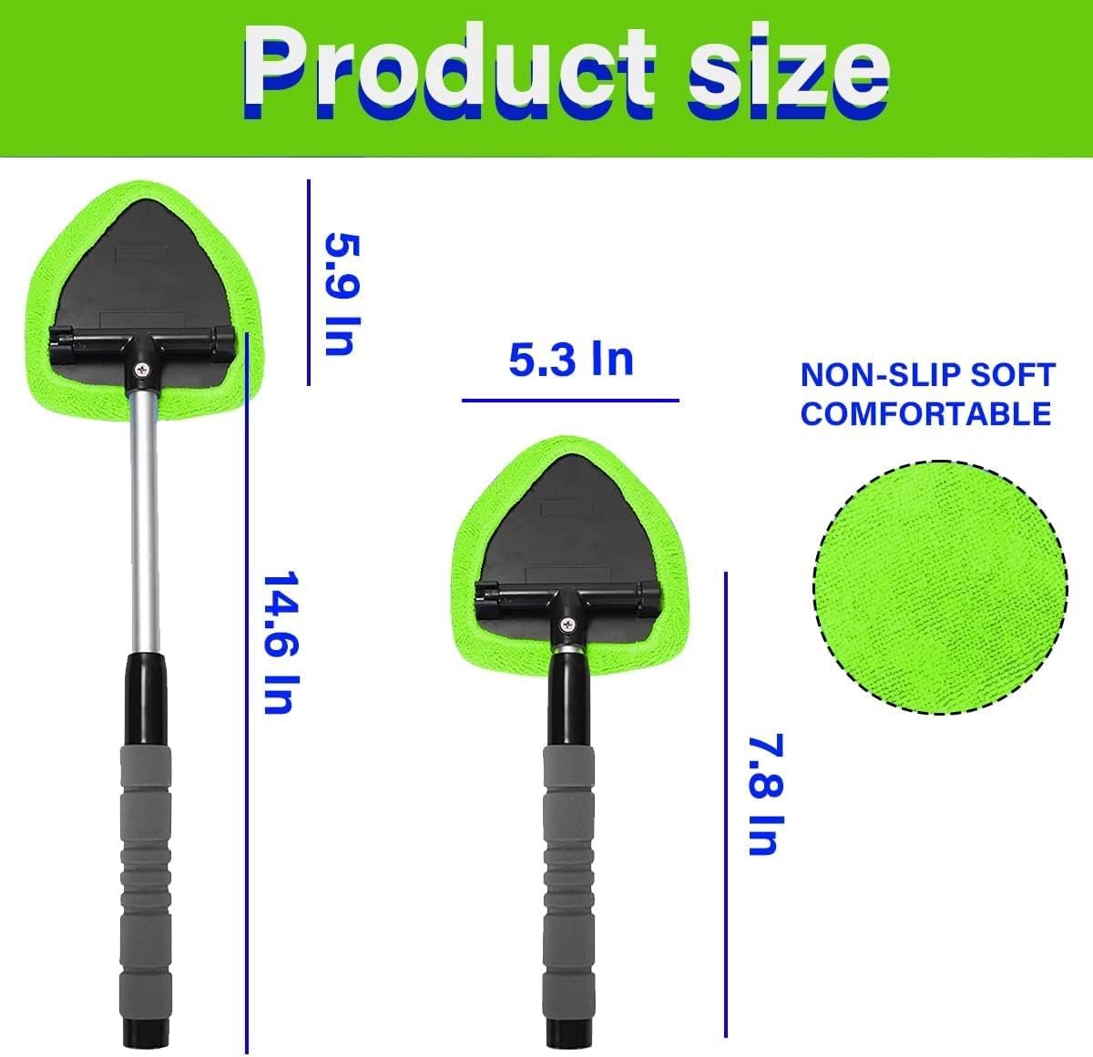 SnelShoppen - Car Windscreen Wipers Set met 4 Wasbare Microfibre Pads, Uitbreidbare Ruitveger met Lange Handgreep, Groen voor Auto Reiniging