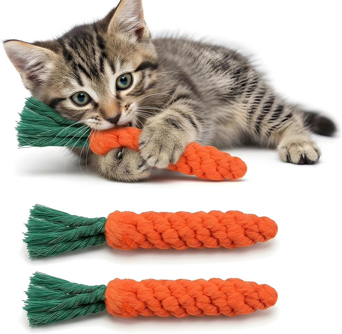 SnelShoppen – 3 Stuks Honden Speelgoed, Wortel Vorm, Duurzaam Katoen, Interactieve Speeltjes voor Kleine Honden en Puppies, Touw Speelgoed, Kauwspeelt