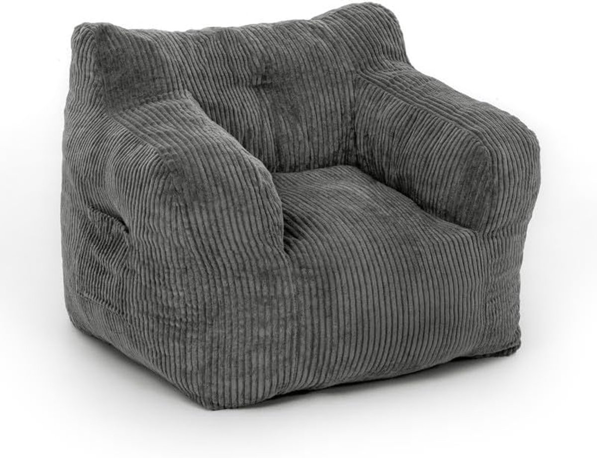 SnelShoppen - Bean Bag Stoel - Ergonomische Zitzak voor Volwassenen - Grijze Beanbag met Sponsvulling - Modern en Comfortabel voor Woonkamer, Slaapkam