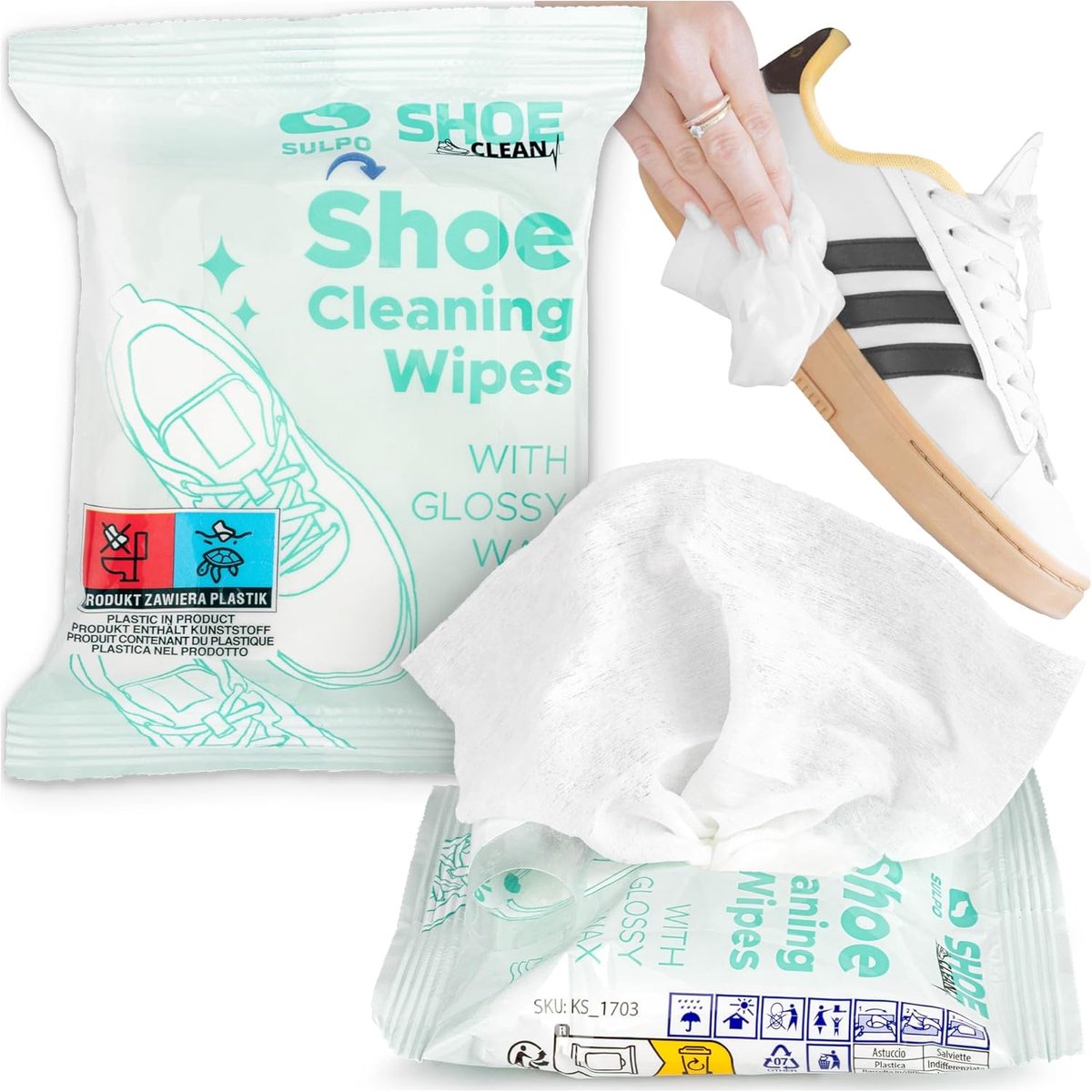 SnelShoppen - Sneaker Cleaning Wipes, Effectieve Schoenverzorging voor onderweg, Sneaker Cleaner Doekjes, Sneldrogend en Zacht, Perfect voor Sneakerli