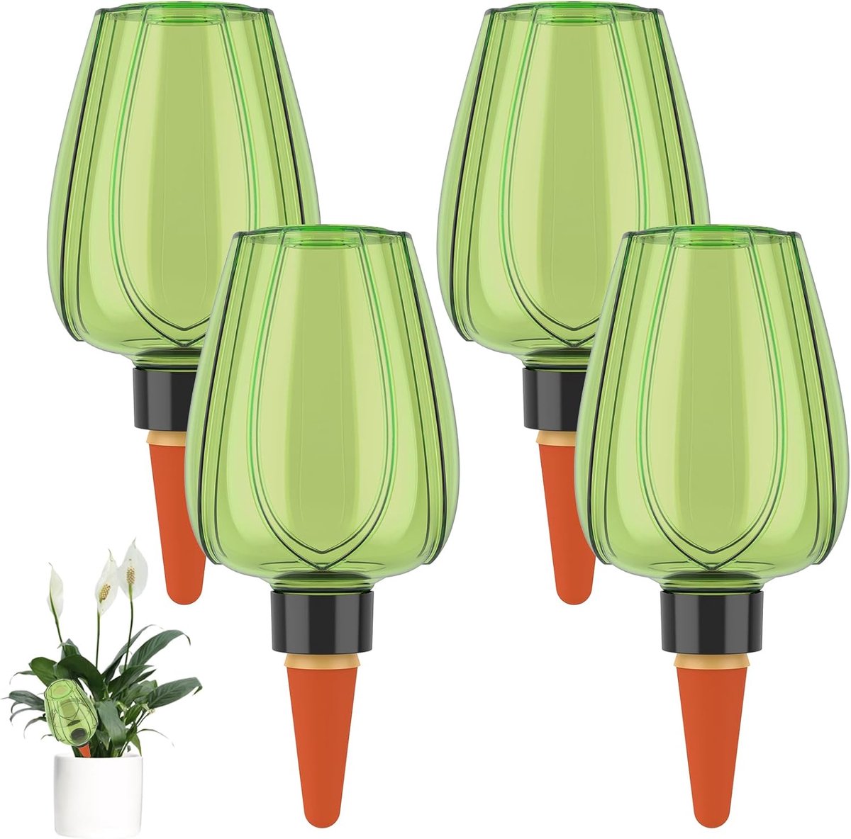 SnelShoppen - Irrigatieballen 4 Stuks - Automatische Plantenirrigatie 350 ml - Zelfbewatering voor Kamer, Balkon en Tuinplanten - Groen