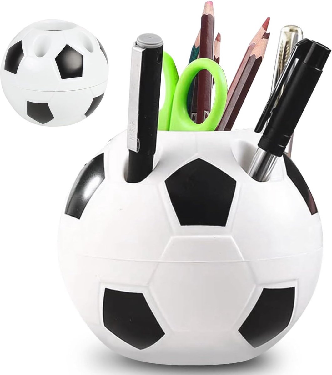 Thijox - Voetbal Penhouder voor Kinderen - Creatieve Ronde Penshouder, Voetbalkamerdecoratie, Perfect voor Scholen en Kantoren, Leuk Cadeau voor Voetb