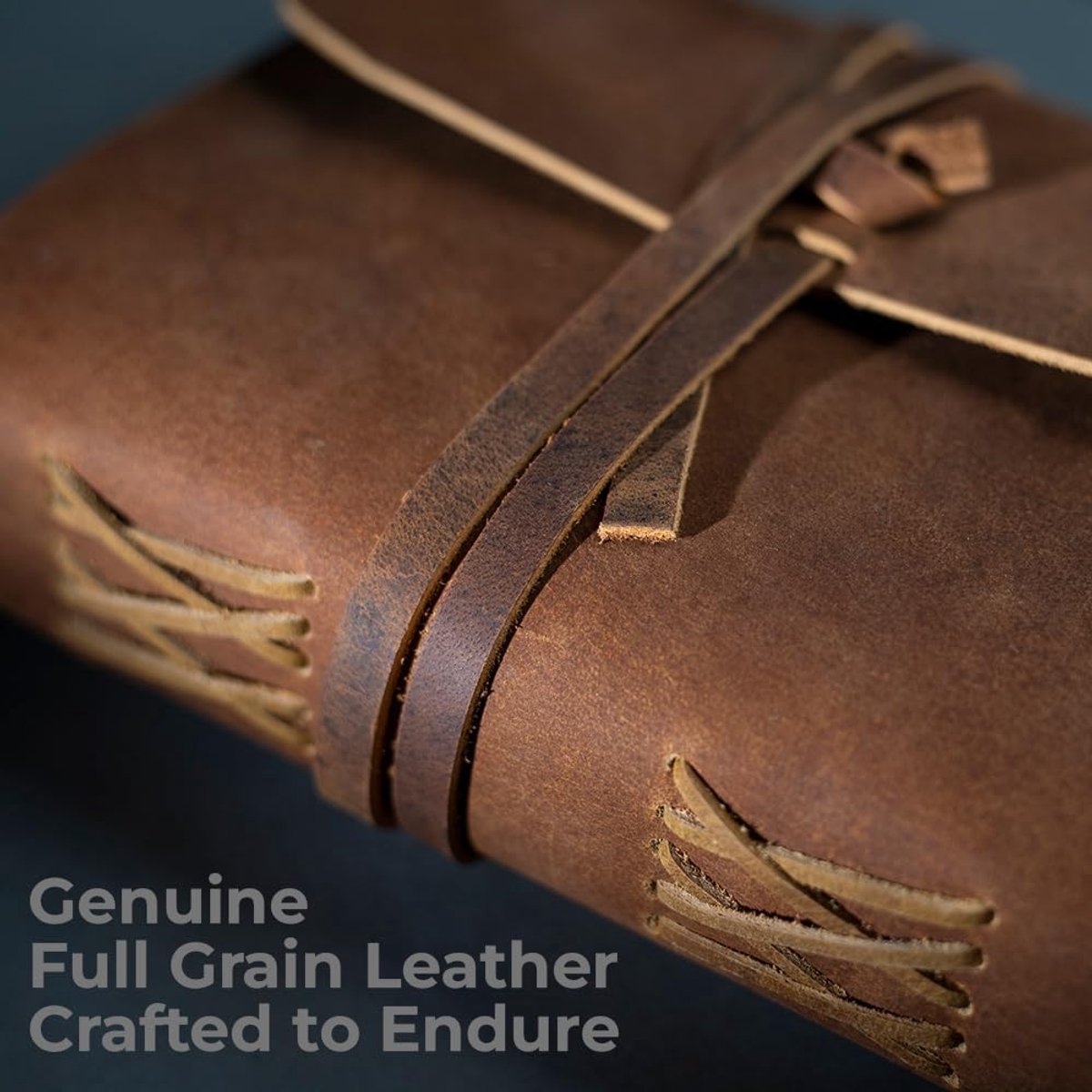 SnelShoppen - Handgemaakt Leder Notitieboek - 18x13 cm - 240 Pagina's - Volnerf Buffelleer - Perfect voor Schrijven, Tekenen, Cadeau