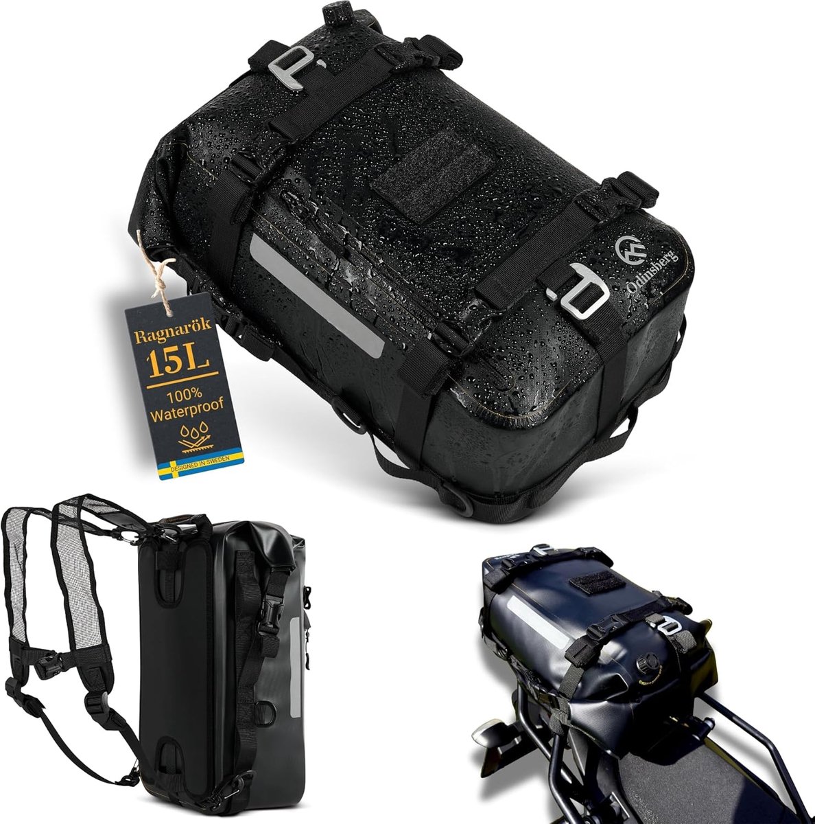SnelShoppen - 15L Waterdichte Motor Achtertas | Dry Bag, Sissybar Tas, Zadel Tas & Zij Tas | Motor Luggage Bag voor Enduro, Touring & Avontuur | Motor