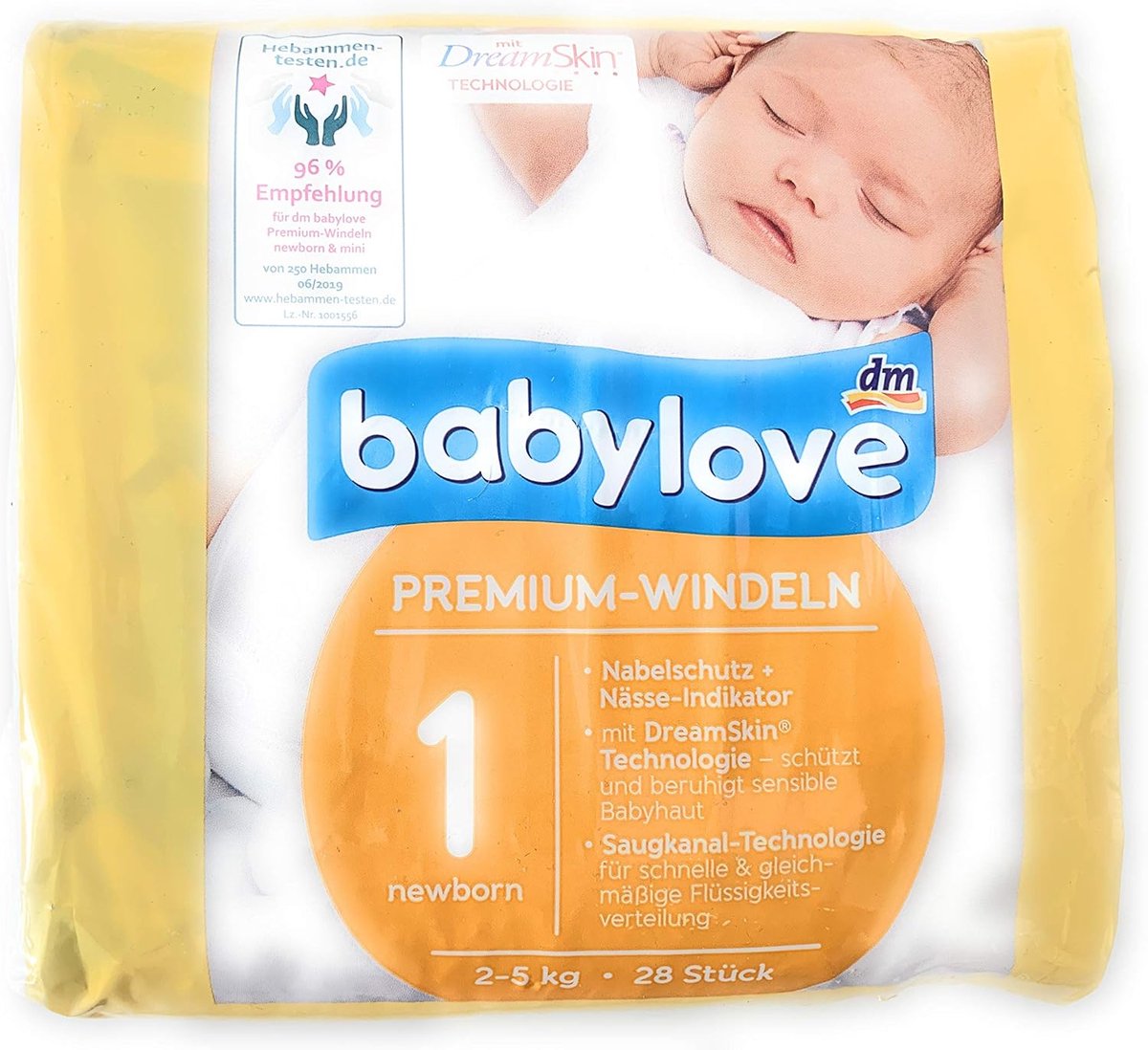 SnelShoppen - Premium Kwaliteit Luiers - Babylove 28 Lagen Extra Zacht - Maat 1 - Voor Pasgeborenen 2-5 kg - Waterdicht - 28 Stuks