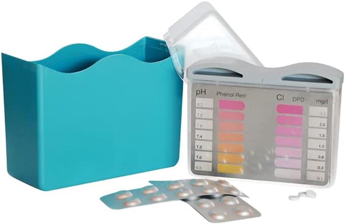 SnelShoppen - Pooltester pH/CI - Handmatige zwembadtester voor chloorhoudende zwembaden - Meet pH en vrij chloor - 2 x 20 testtabletjes Phenol Red & D