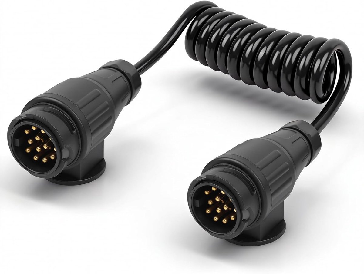 SnelShoppen - 13-Pin Trailerkabel 1.8 m met Stekker - Adapterkabel voor Aanhangers, Caravans, Auto's en Vrachtwagens - Geschikt voor 13-Pin Aansluitin