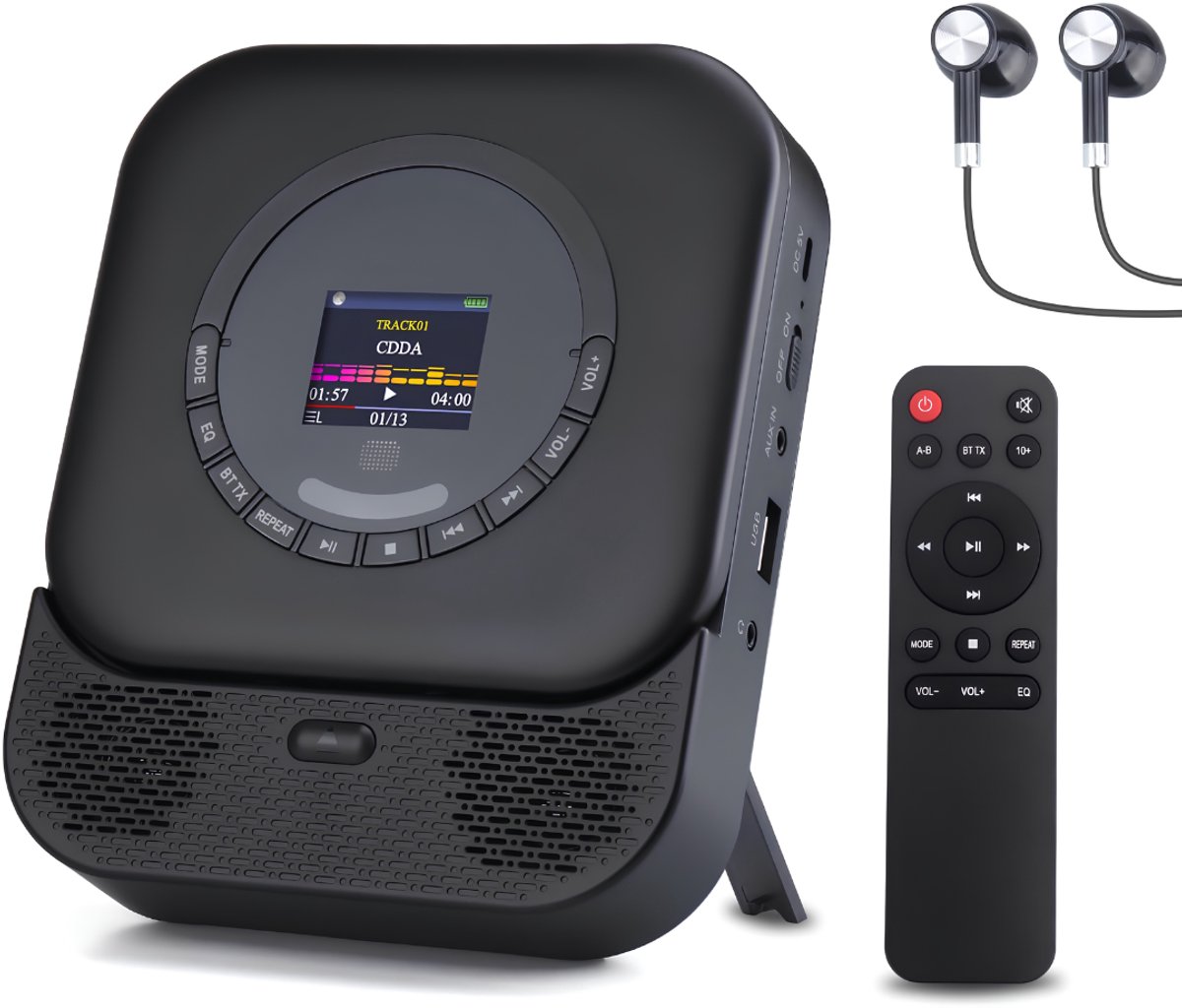SP® CD Speler Draagbare - 6W - Draagbare Bluetooth CD Speler - CD Speler - Zwart - 15cm x 3cm x 15cm