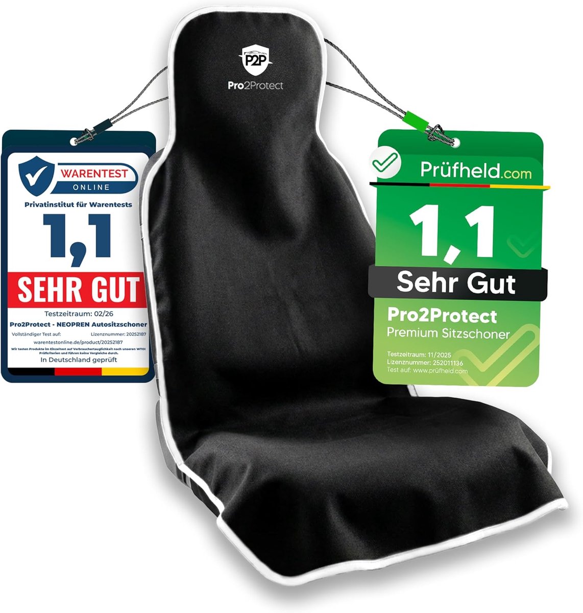 SnelShoppen - Neopreen Autostoelbeschermer - Zwart Wit - Set van 1 - Waterdicht, Slijtvast, Perfect voor Kinderen en Huisdieren - Universale Pasvorm