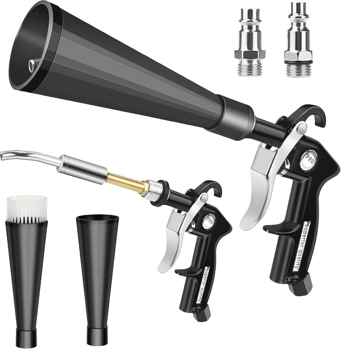 SnelShoppen - Air Cleaning Gun voor Auto's - Hoge Druk Blazer met 2 Nozzles voor Droogmaken en Schoonmaken van Stoelen, Motorfietsen, Velgen en Interi