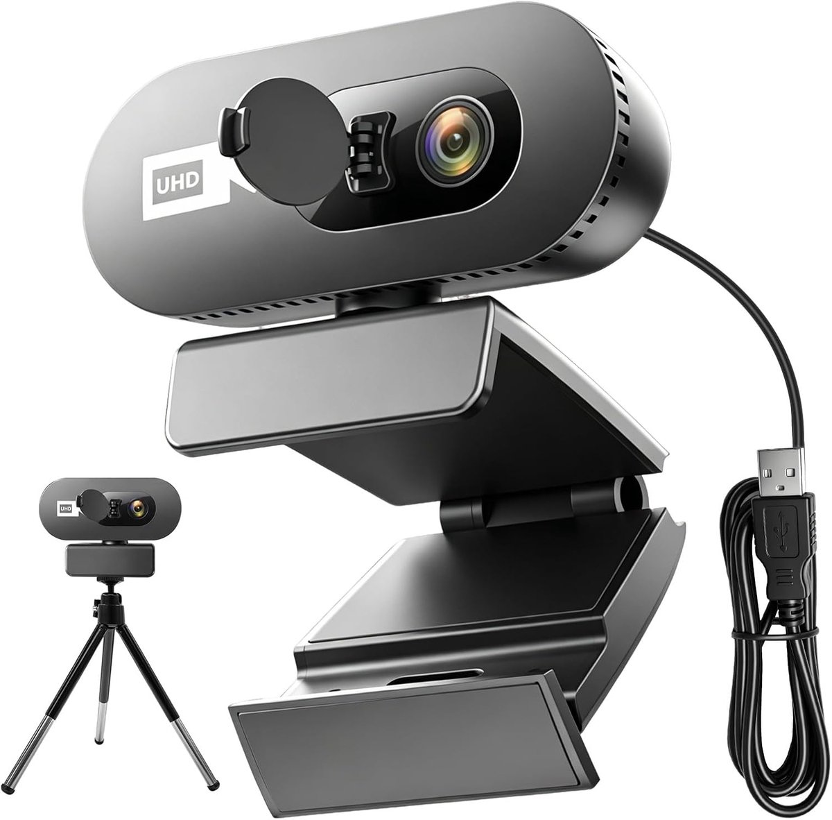 SnelShoppen - Webcam 1080P Full HD met Microfoon, Autofocus, Privacyafdekking, Plug & Play USB-PC-camera voor Streaming, Ideaal voor Videogesprekken,