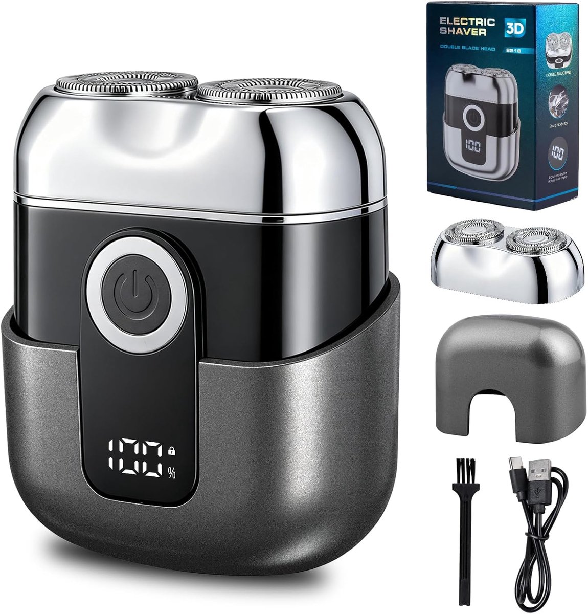 SnelShoppen - Mini Elektrische Scheerapparaat, Baardtrimmer met LED Display, Waterproof IPX7, Compact en Draagbaar, Droog en Nat Gebruik