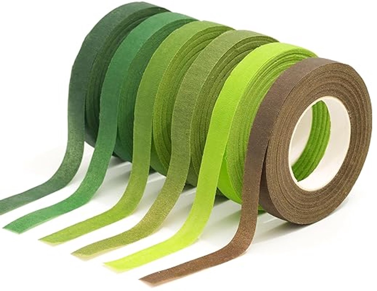 Bloementape - Bloemstam draad - Bloemschik Gereedschap - Boeketaccessoires - Tuinaccessoires - Flexibele - zelfklevend - DIY-knutselwerkjes - Geschikt voor bloemschikken, krans, doe-het-zelfboeketten en knutselen - 6 stuks