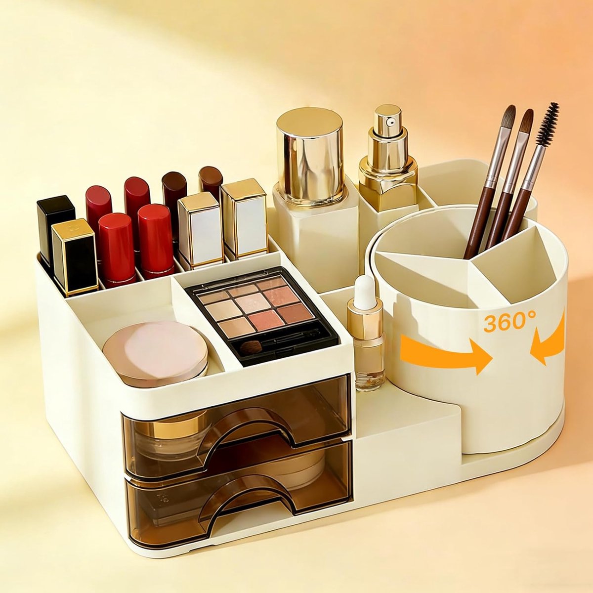 SnelShoppen - Make up Organizer voor Thuis - 360° Rotatable Make-up Opbergdoos met Compartimenten - Multifunctioneel en Perfect Cadeau voor Vrouwen
