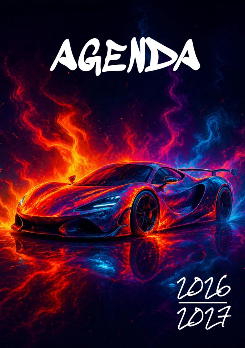 SnelShoppen - Agenda Scolaire 2026-2027 | Voiture de course en vuur | Dagelijkse planner | 12x17 cm | Ado jongen | Primaire, middelbare school, studen