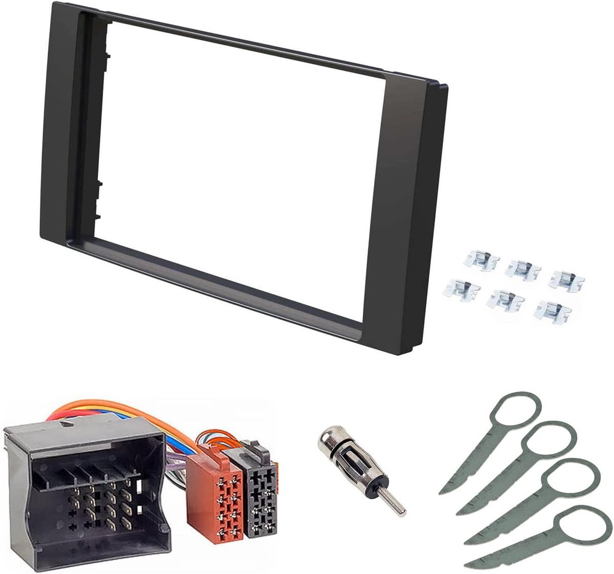 SnelShoppen - Audioproject A161 Car Radio Double DIN Installatiekit voor Ford Focus C-Max S-Max Fiesta Fusion Mondeo Kuga Transit Zwart