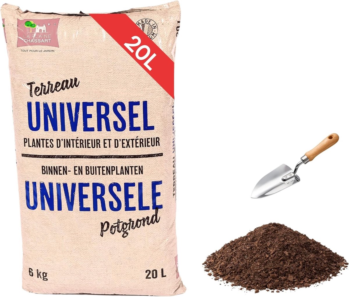 SnelShoppen - Universele Potgrond 20L - Ideaal voor Binnen- en Buitenplanten - Voedzame Tuinaarde voor Groenten en Bloemen - Compacte Verpakking