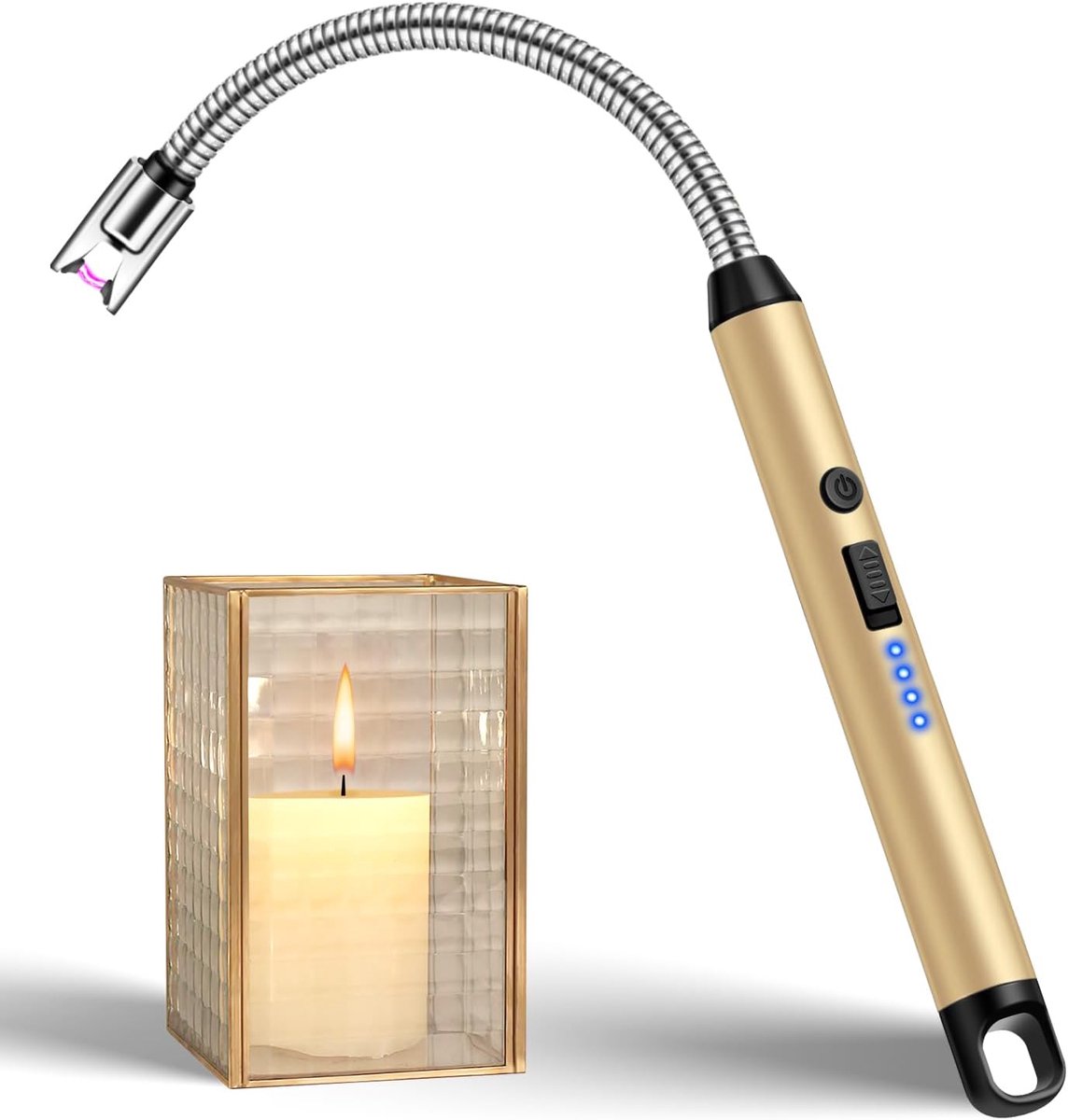 SnelShoppen - LcFun USB Arc Lighter - Oplaadbare Elektrische Aansteker met Flexibele Nek - Weerbestendig voor Kaarsen, BBQ, Camping, Keuken, Vuurwerk