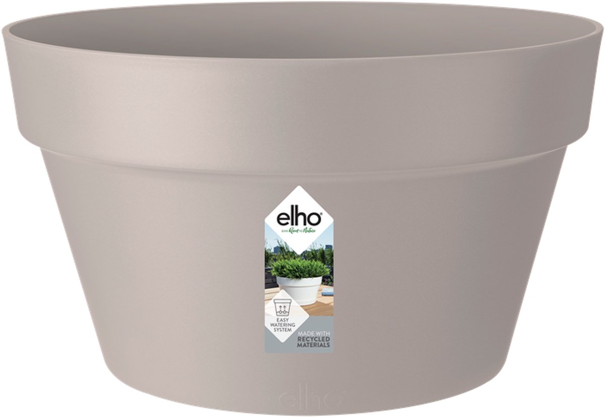 Elho Loft Urban Schaal 35 - Bloempot voor Buiten - Ø 34.5 x H 20.2 cm - Warm grijs